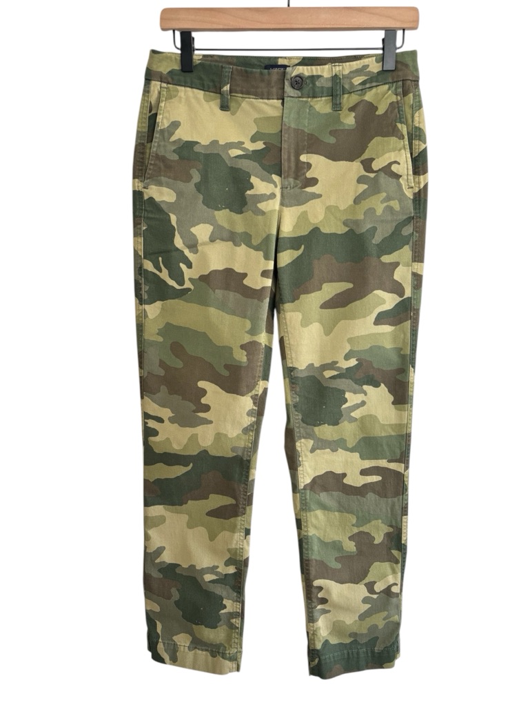J. Crew Factory Camo Chino Pants Size 2 Green Military Print Slim Straight